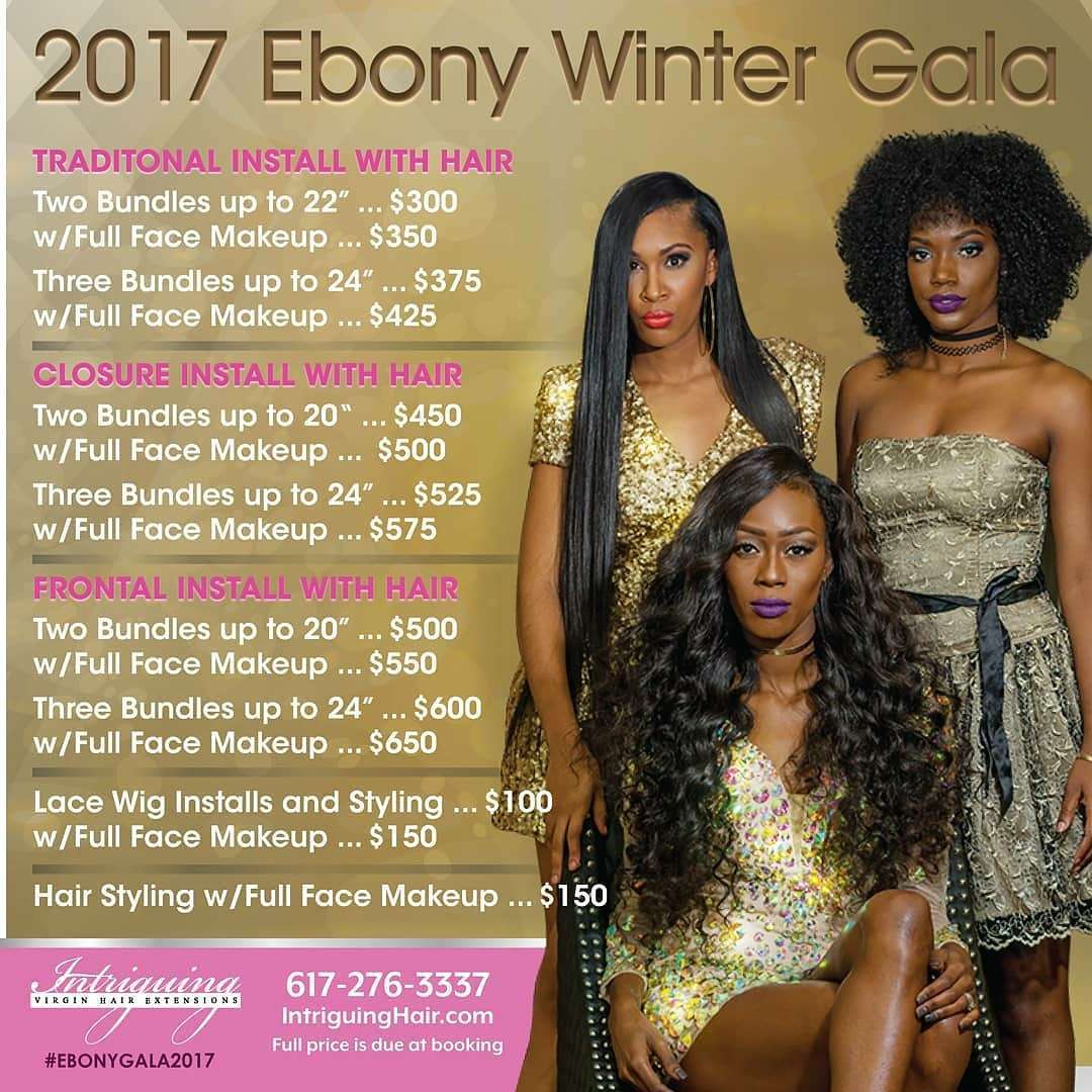 Ebony Gala Hair with Install Packages $50 off