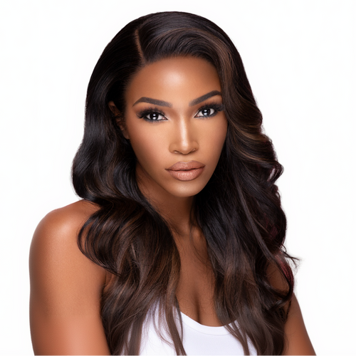 A woman with long wavy hair displaying the hairstyle that can be achieved with the Malaysian Bodywave Hair Bundles.