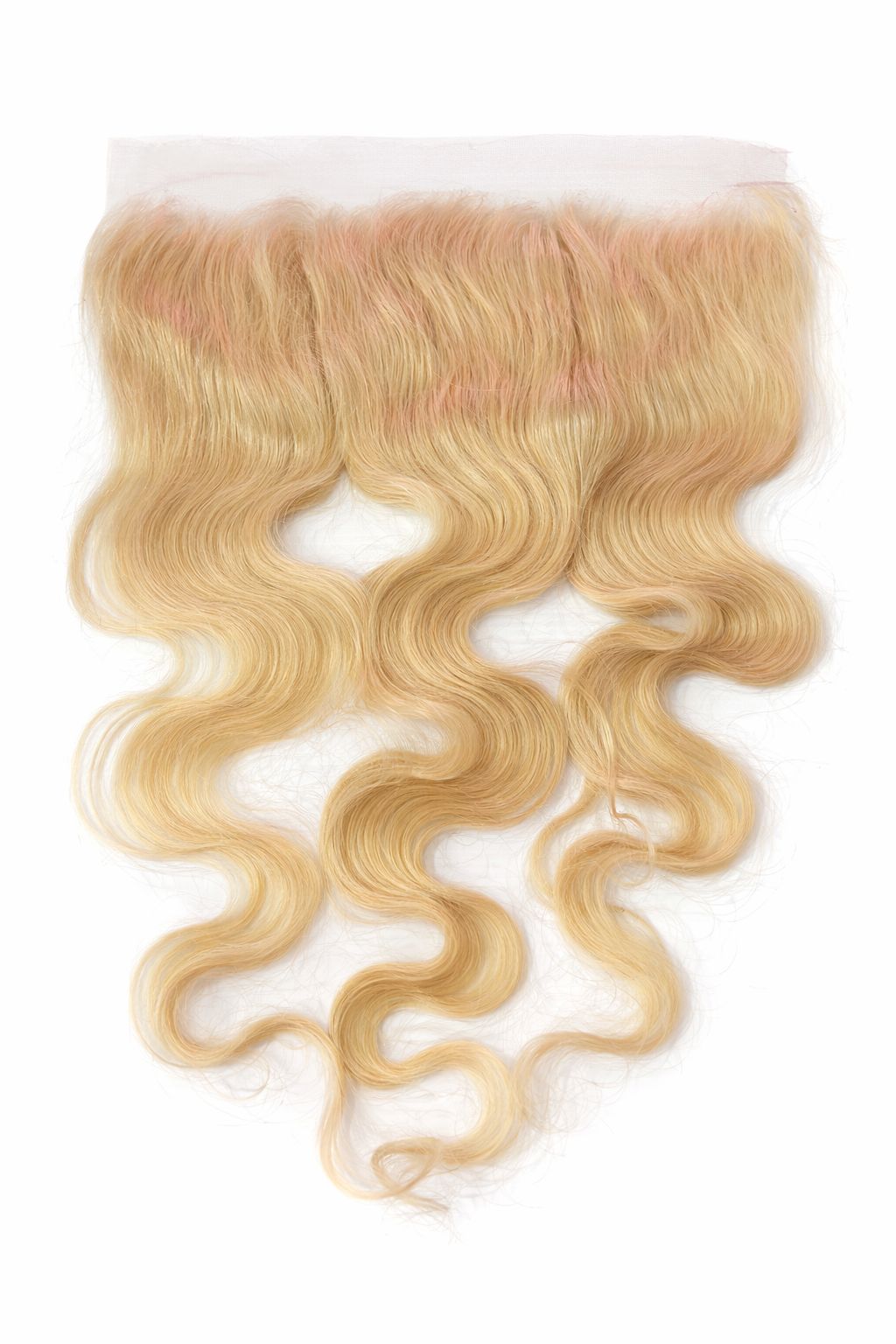 Blonde Transparent Frontals with a lace front on a white background